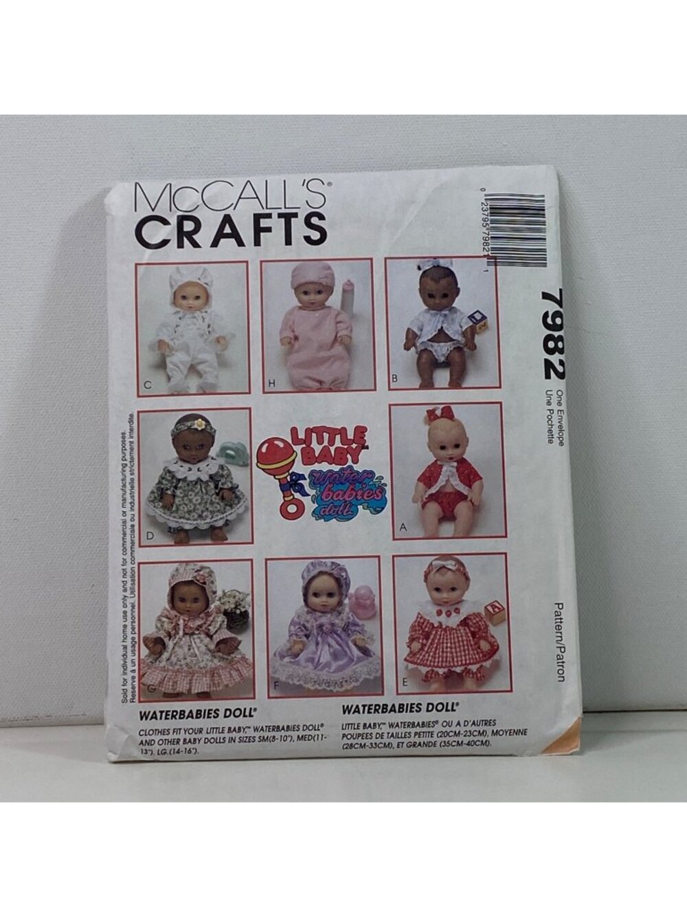 McCalls 7982 Waterbabies Doll Clothes Pattern Uncut 8 Outfits Little Baby